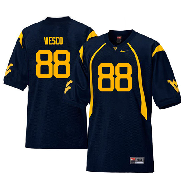 Men #88 Trevon Wesco West Virginia Mountaineers Throwback College Football Jerseys Sale-Navy